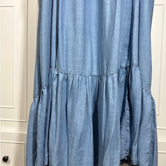 Torrid Tea Length Chambray Button Front Midi Dress Blue Sleeveless Sz 4X Casual - Picture 11 of 16